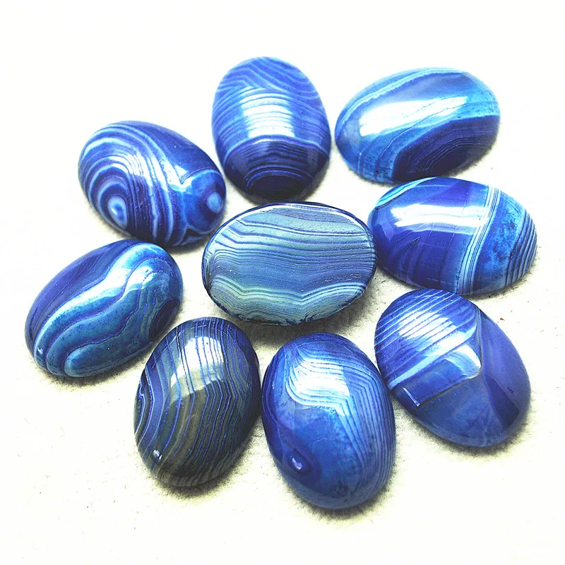 

8PCS Nature Blue Gem Stone Cabochons Oval Shape Size 18X25MM NO HOLE DIY Beads Jewelry Accessories Wholsale Price Free Shippings