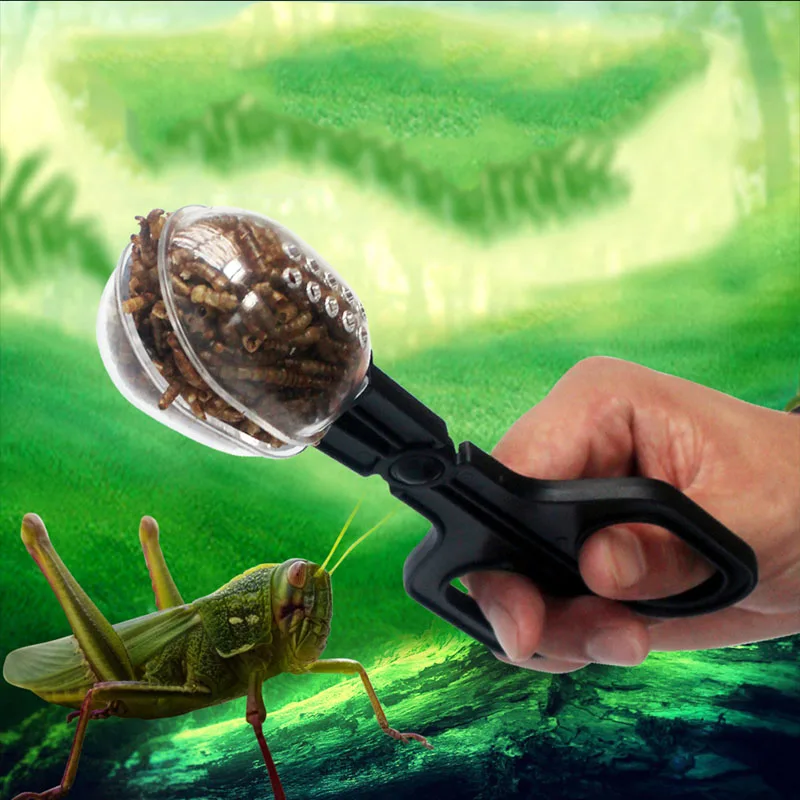 Reptiles Feeding Scooper Poop Cleaning Clamp Spoon-shaped Tips Feeder Tweezers for Snakes Tarantulas