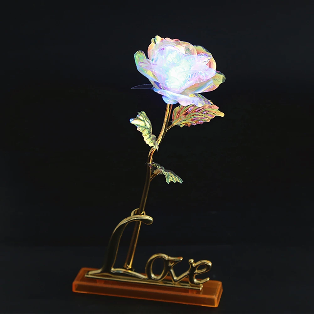 24K роза из золотистой фольги цветок светодиодный светящийся Радуга искусственные розы поддельные цветы День Святого Валентина романтическое цветочное свадебное украшение