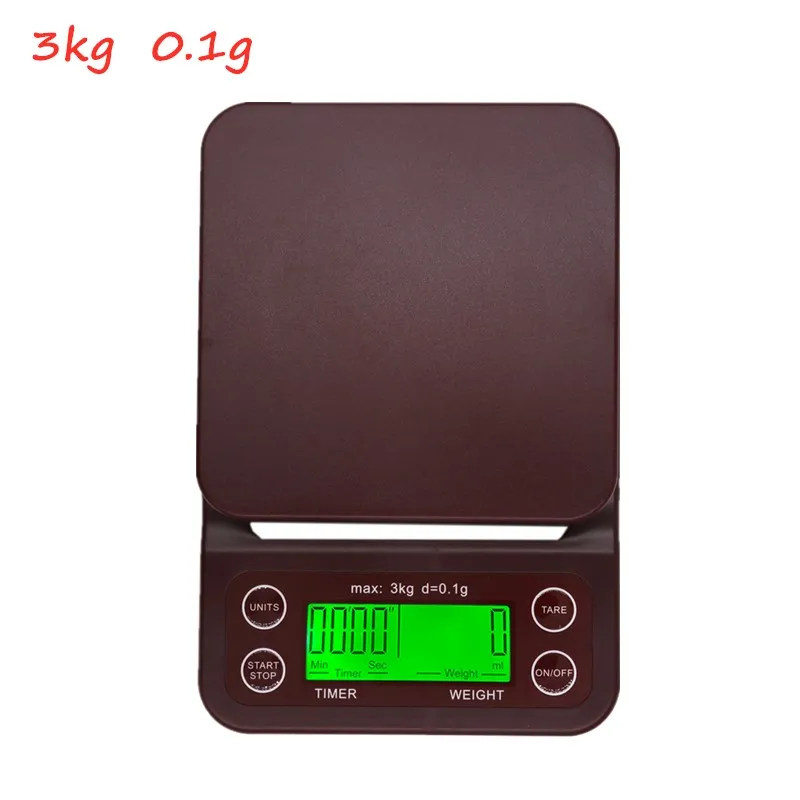 3kg 0.1g B 3kg/0.1g Multi-function Drip Coffee Scale With Timer Digital Kitchen Coffee Scale High Precision LCD Electronic Scales 40%off - Color: 3kg 0.1g B