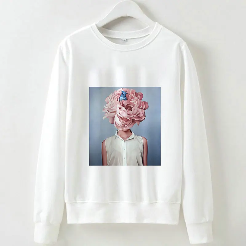  New 2019 Hoodies Sweatshirt Autumn Winter Hoodie Long-Sleeved Fleece KPOP Vogue Harajuku Flower Fea