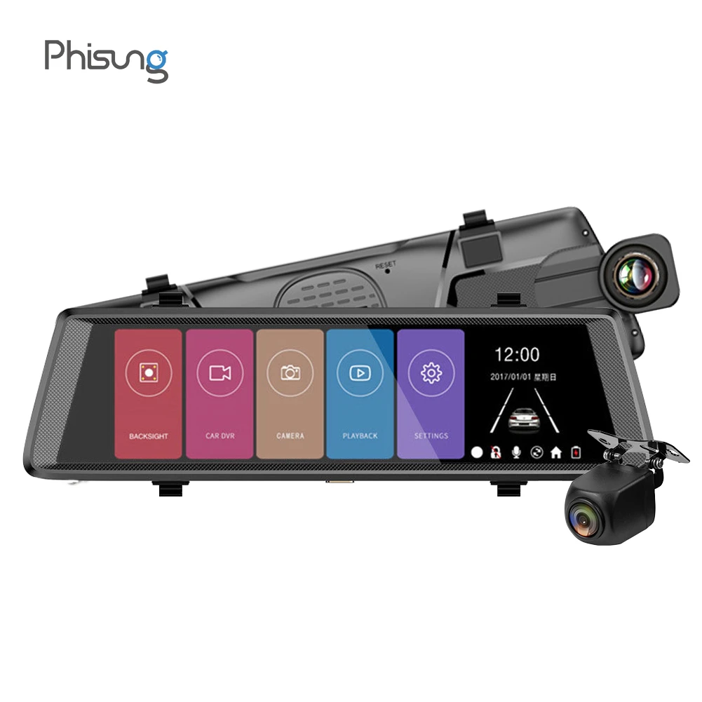 Phisung H900 автомобильное зеркало с 720P задний видеорегистратор DVR 9,88 дюймов сенсорный экран видео регистратор видеорегистратор