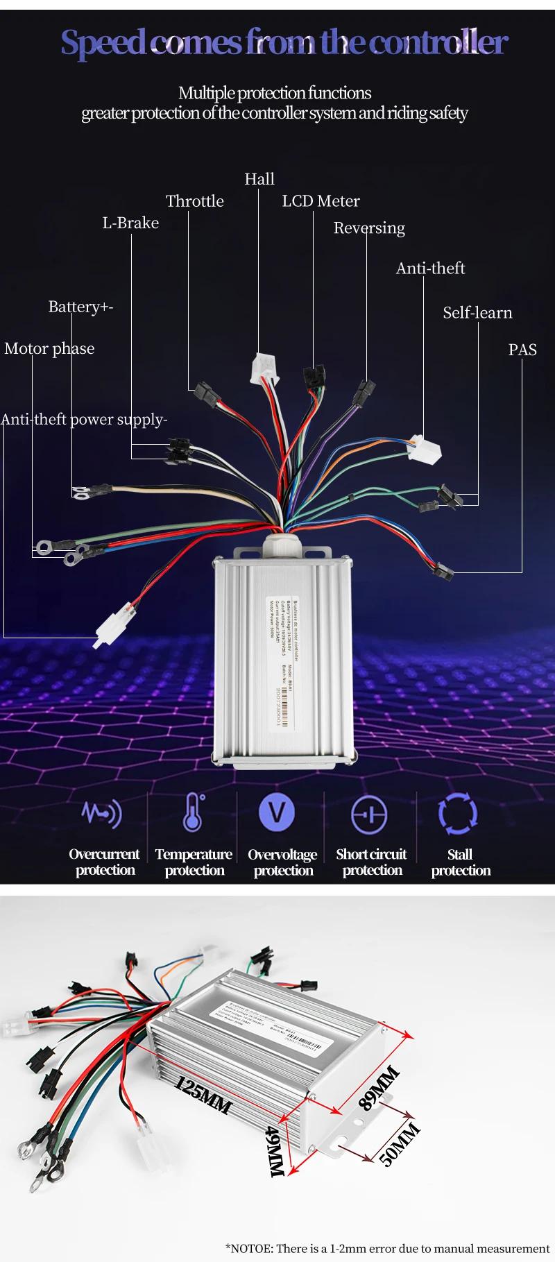 36v 48v 500w Electric Bike Controller Finger Throttle Lcd Display Bldc Controller For Electric Scooter E Bike Accessory Part Kit Electric Bicycle Accessories Aliexpress
