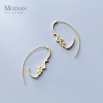 Modian Exquisite Stylish Geometric Face Design Drop Earrings 925 Sterling Silver Unique Dangle Earring For Women Fine Jewelry