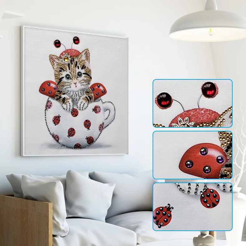 

5D DIY Special Shape Diamond Cat with Hat Full of Crystals Rhinestone Cross Stitch Diamond Painting diamond painting full round