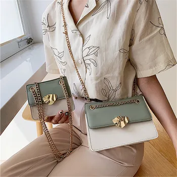 

Brand Original Design 2020 New Joker Western Style Girl Shoulder Bag Buckle Contrast Chain Messenger Square Bag