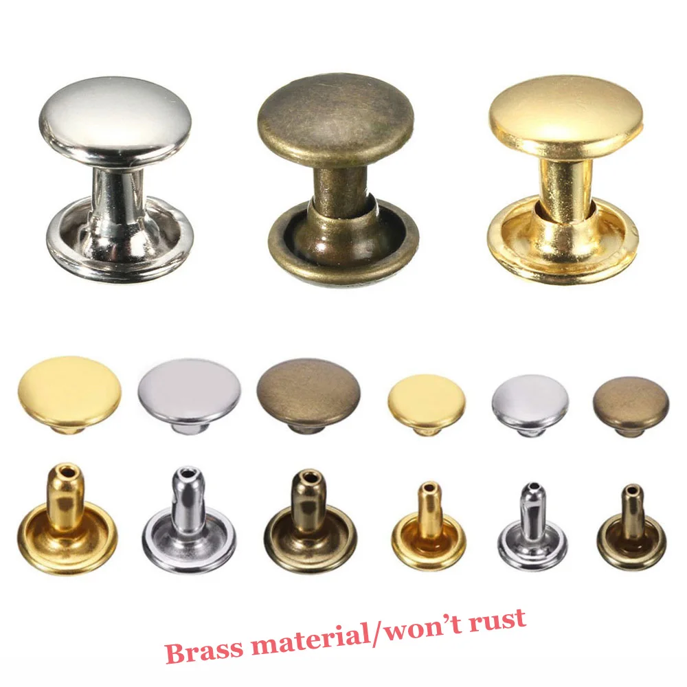 KALASO 100 шт. латунный материал Круглый двойной колпачок заклепки шпильки