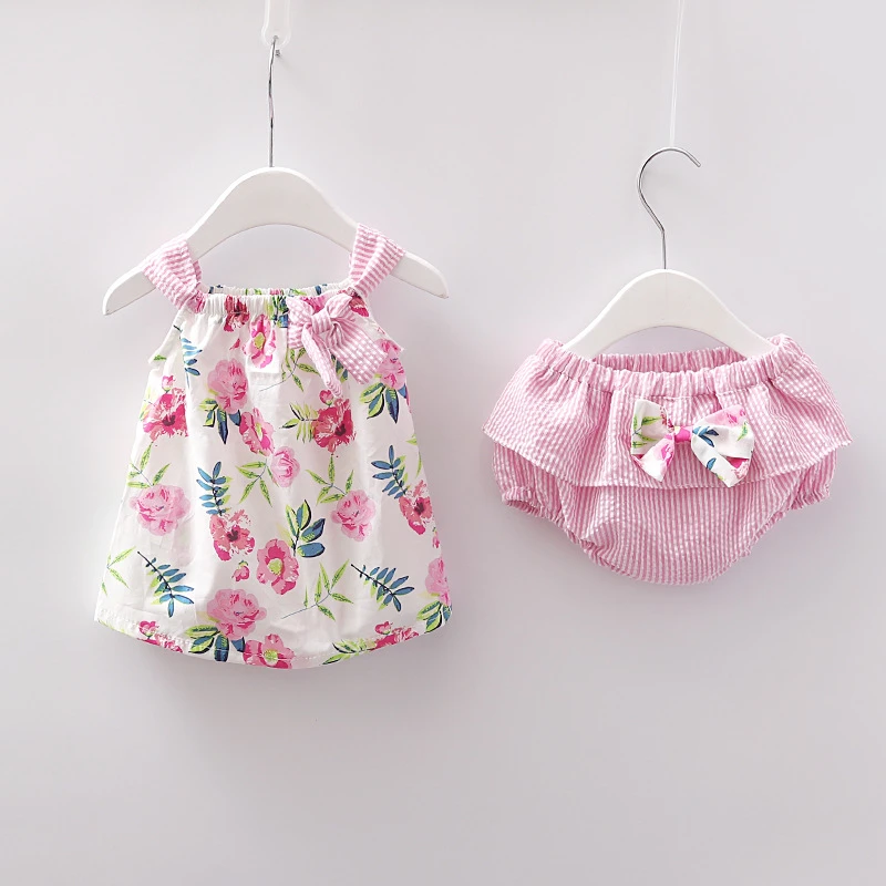 新新生児女の子服ノースリーブドレス ブリーフ 2 個服セットストライププリントかわいい服セット夏サンスーツ 0 24m 服セット Aliexpress