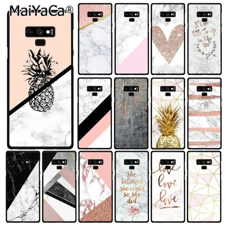 

MaiYaCa Art White Black Pink marble pineapple Phone Case For Samsung Galaxy A50 Note9 8 7 10 Pro 5 J5 J6 Prime J6plus J7DUO