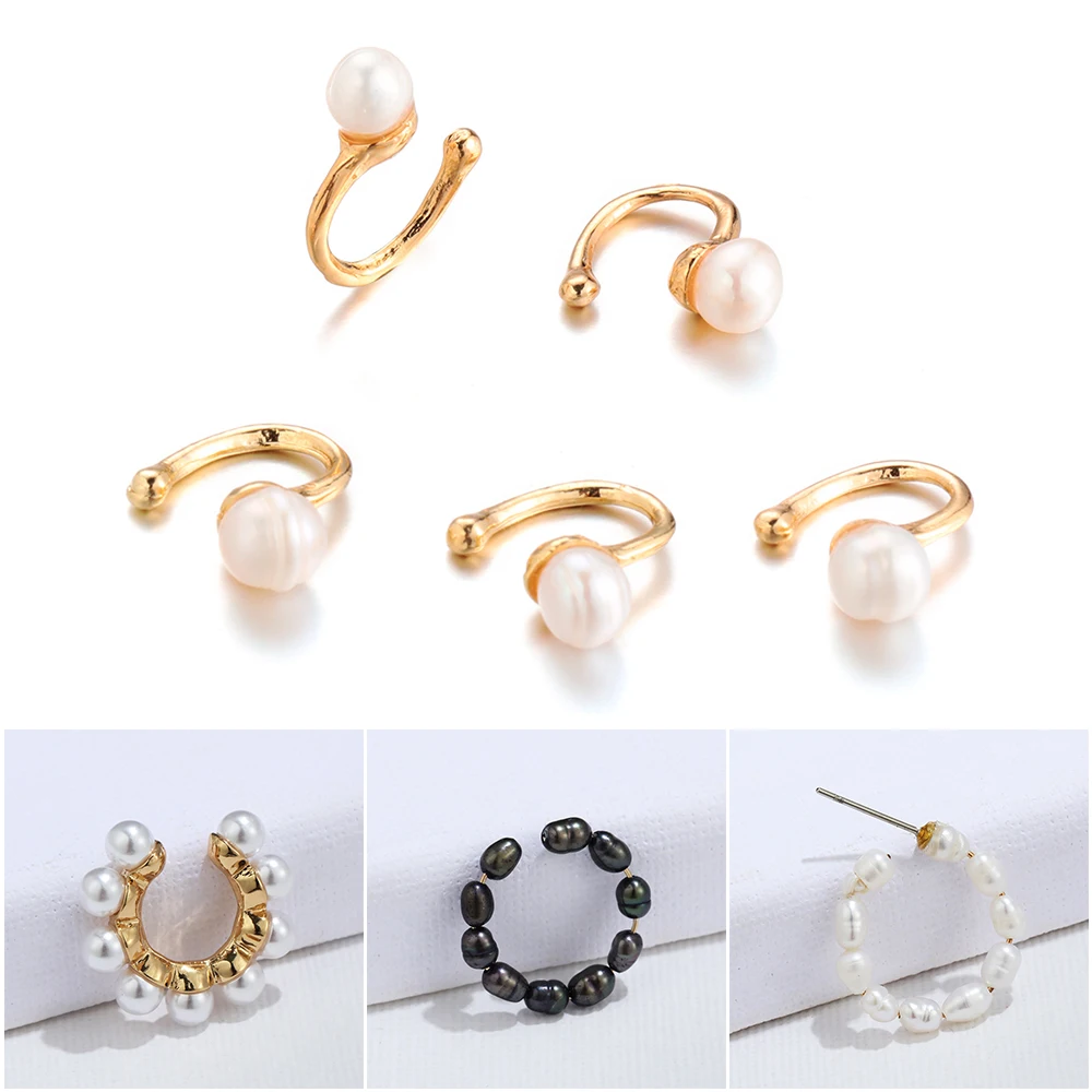9 Style Zircon Ear Cuff Fake Conch Piercing No Piercing Wide Multilayer Pearl Ear Clip Women Earring Accessories Jewelry