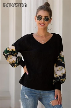 

Women Lantern Sleeve V Neck Fashion T Shirt Vogue Autumn Top Shirt Pullover Loose Top T Shirt Casual Ladies Top Tee