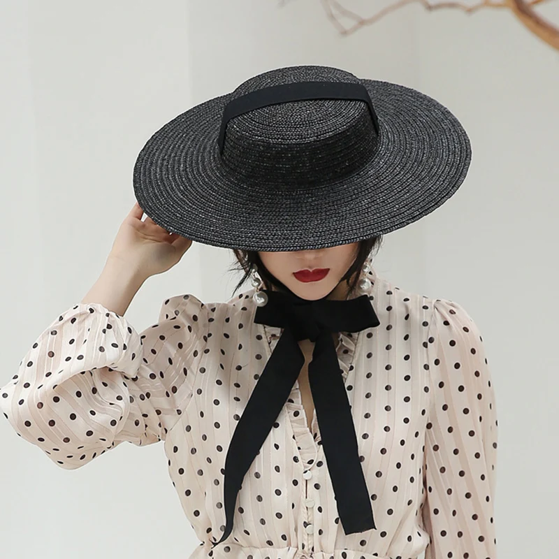 black straw beach hat