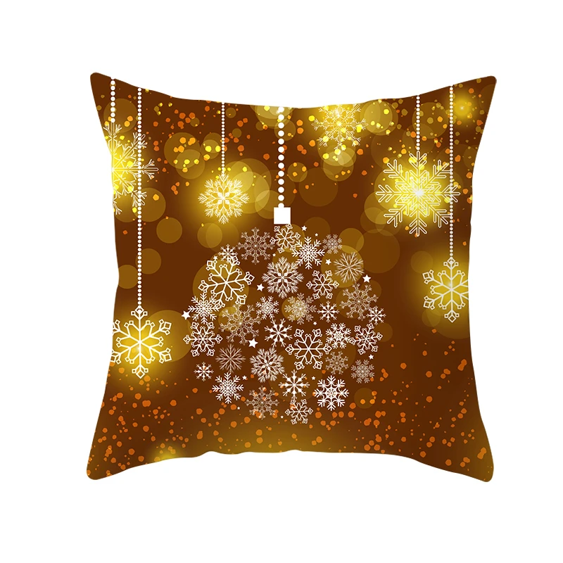 Fuwatacchi Gold Merry Christmas Cushion Cover New Year Gift Throw Pillow Covers for Home Sofa Decorative Pillowcases 45*45cm - Цвет: PC11960