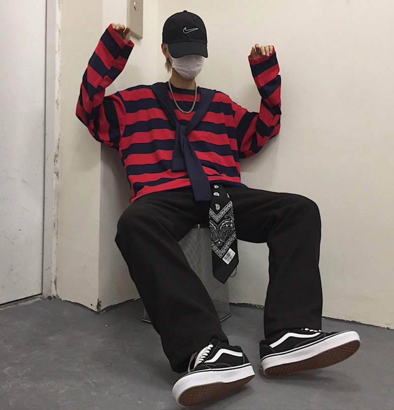 men clothes 2019 fall minimalist Retro Gingham Long sleeve backstreet boys men's T-shirts Loose Elegant Oversized Chambray Red men clothes 2019 fall minimalist Retro Gingham Long sleeve backstreet boys men's T-shirts Loose Elegant Oversized Chambray Red