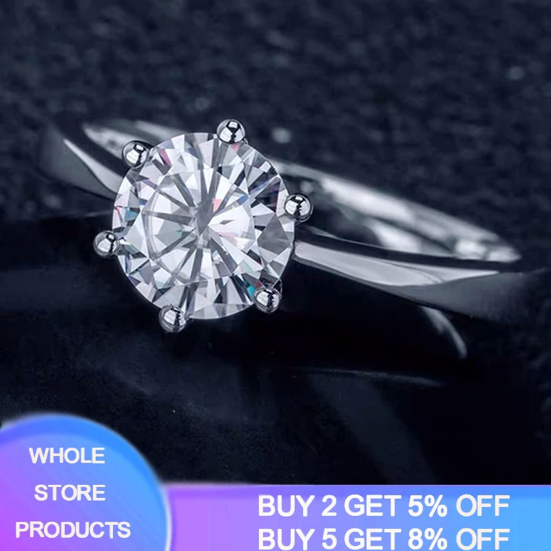 

YANHUI 100% 925 Sterling Silver Round Stone Solitaire Ring Sparkling 1Ct Excellent Cut Simulated Diamond Rings with Certificate