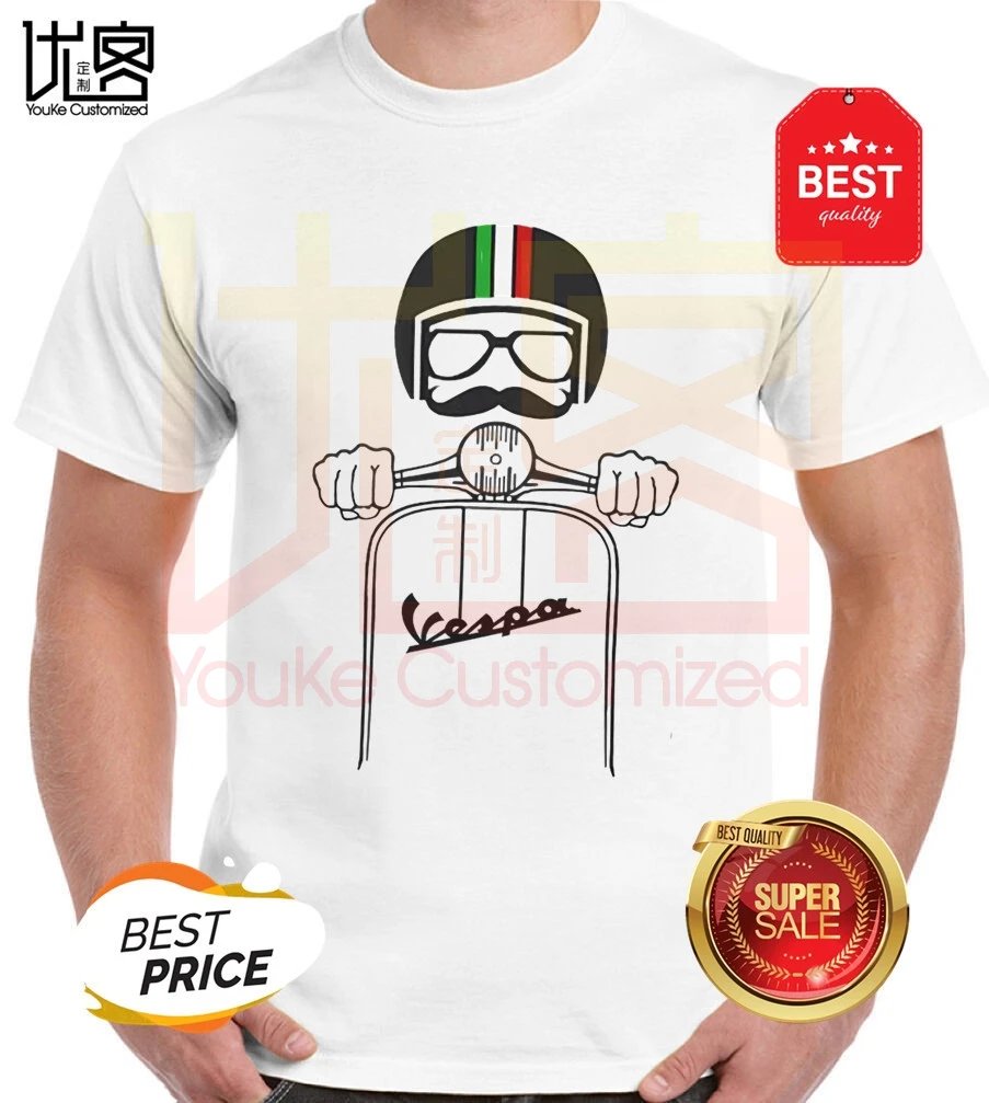 

vespa piaggio vintage retro hipster donna t shirt Men's women's Summer 100% Cotton Team Tees Male Top Popular Normal Tee Shirts