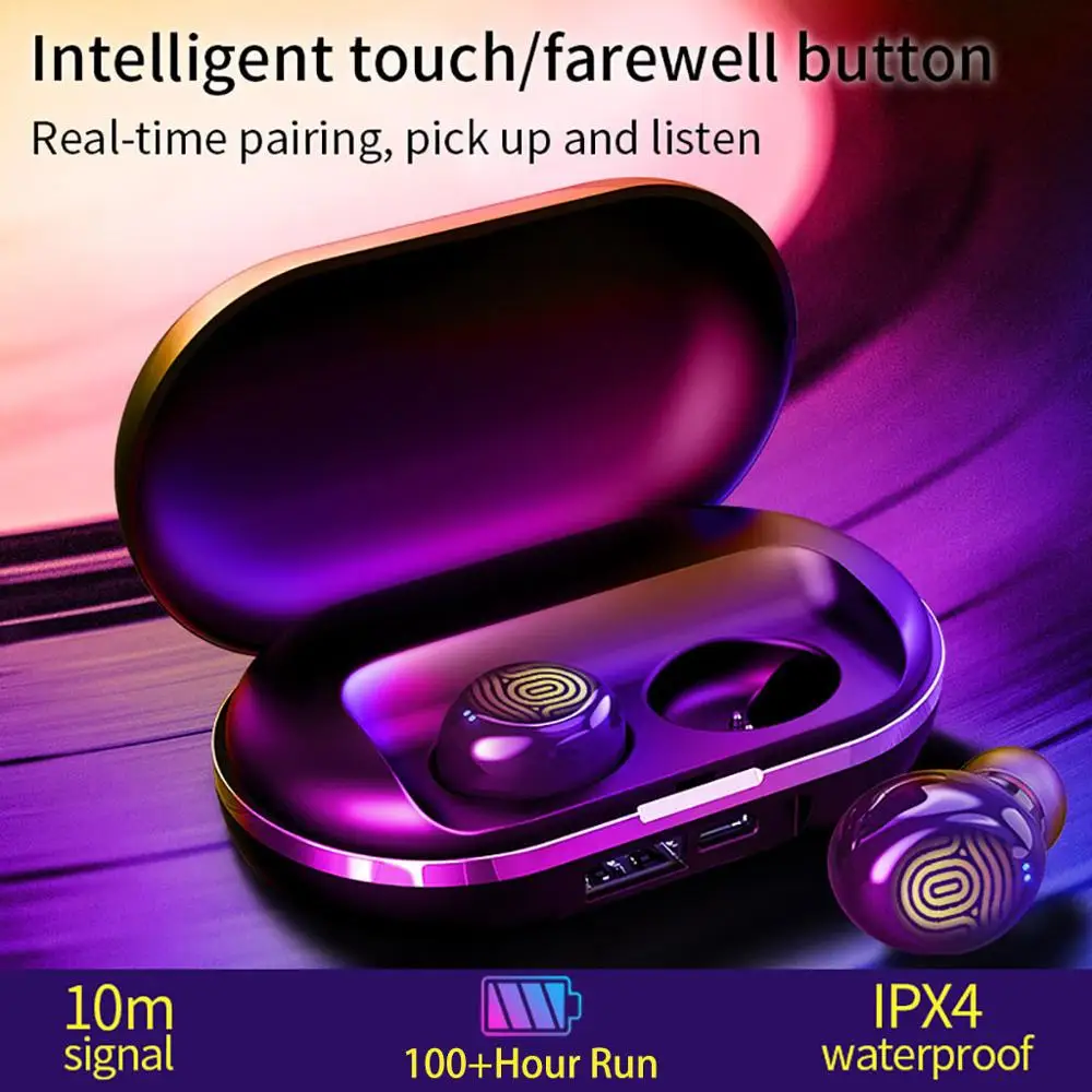 Наушники-вкладыши Bluetooth BT5.0 Touch Operate TWS беспроводные двойные наушники бас стерео звук для huawei Xiaomi Iphone samsung мобильный телефон