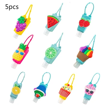 

5Pcs 30ml Refillable Empty Bottle with Colorful Cartoon Fruit Silicone Cover Portable Hand Sanitizer Container Dispenser