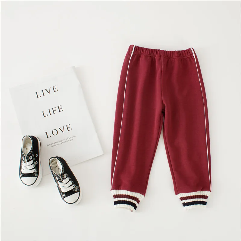 WLG/весенне-осенние повседневные штаны для мальчиков и девочек Детские хлопковые универсальные брюки детская одежда серого, черного, синего, красного цвета для детей от 1 до 7 лет