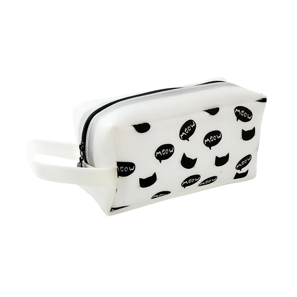 Animal Printed Zipper Pencil Bag Students Pen Cases Stationery Canvas Office Supplies Cute Pen Storage Box