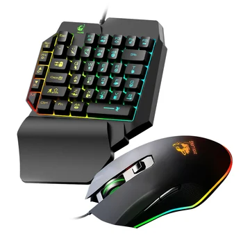 

USB Home One-Handed LED Backlight Portable Professional Gaming Keyboard Set 41 Keys Ergonomic PC Accessories RGB Wired Mouse