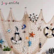 1 piezas sirena fiesta decoraciones de fiesta de cumpleaños blanco red de pesca azul Shell Starfish DIY foto adornos colgante casa decoración de la pared