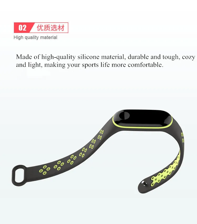 Спортивный ремешок для Xiaomi Mi Band 3 черный силиконовый браслет band Смарт часы xiaomi Miband