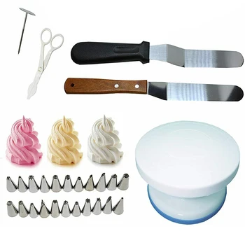 

65pcs/set Squeeze Nozzles Set with Turntable Cake Maker Cake Decorating Tools Baking Kit Party Supplies