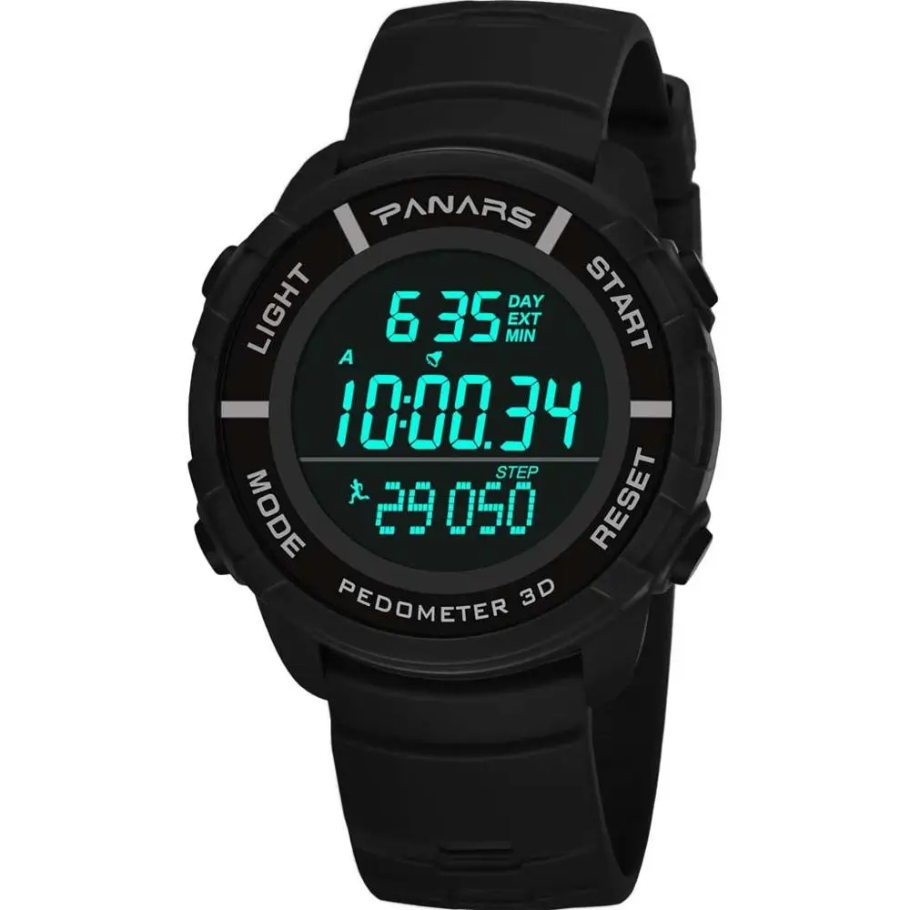 

PANARS Waterproof Running Step Counter Men's Fashion Sports Electronic Watch Digital Watch Men Water Resistant #4N06