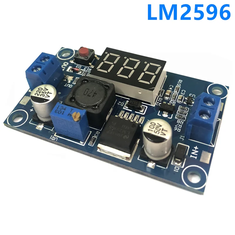 Новый LM2596 модуль питания с светодиодный вольтметр DC-DC Регулируемый понижающий