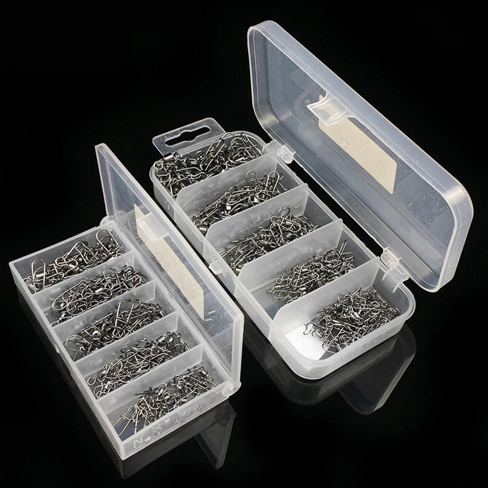 Fishing Accessories Fishing Hook Fishing Swivels 95/210pcs/Box Fishing Connector Swivels Interlock Pin Snap 2#-10# Rolling Swivel Beads