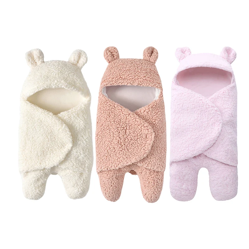 

Cute Cartoon Bear Baby Soft Swaddle Thickening Winter Warm Baby Boy Girl Blanket Wrap Sleeping Bag Flannel Bedding Blanket
