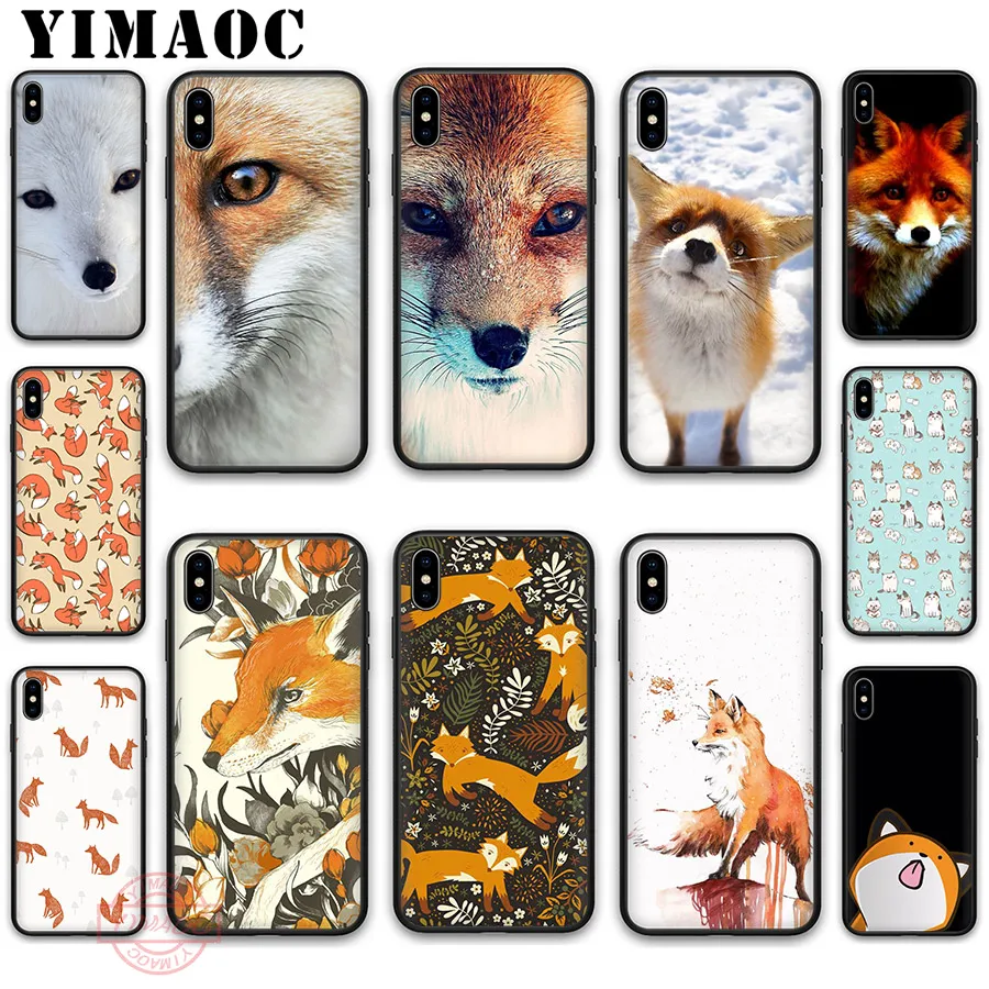 

YIMAOC Fox cat Animal Soft Silicone Case for iPhone 11 Pro XR X XS Max 8 7 6 Plus 5S SE 6SPlus 7Plus 8Plus 11 Pro Max Cases