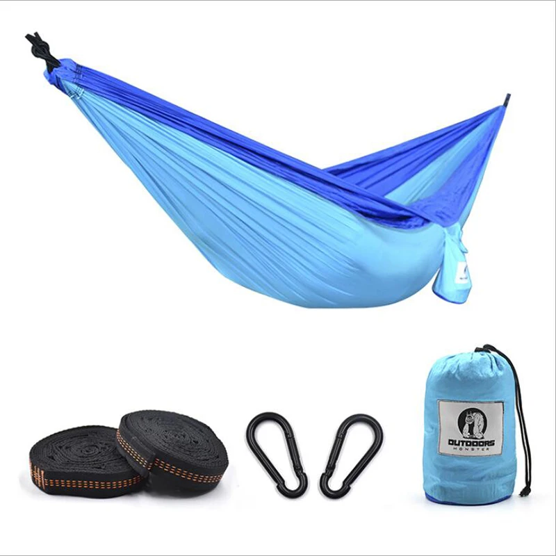 Portable Camping Parachute Hammock Survival Garden Outdoor Furniture Leisure Sleeping Travel Double Hanging Bed 270*140cm Portable Camping Parachute Hammock Survival Garden Outdoor Furniture Leisure Sleeping Travel Double Hanging Bed 270*140cm