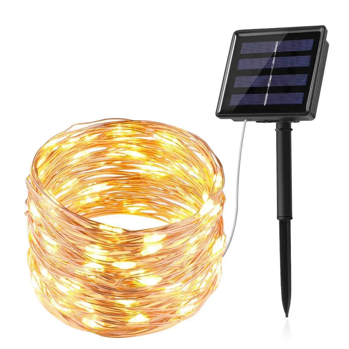 

For 100led Solar Energy Copper Coil Light Chains Outdoor Fence Garden Courtyard Christmas Lights