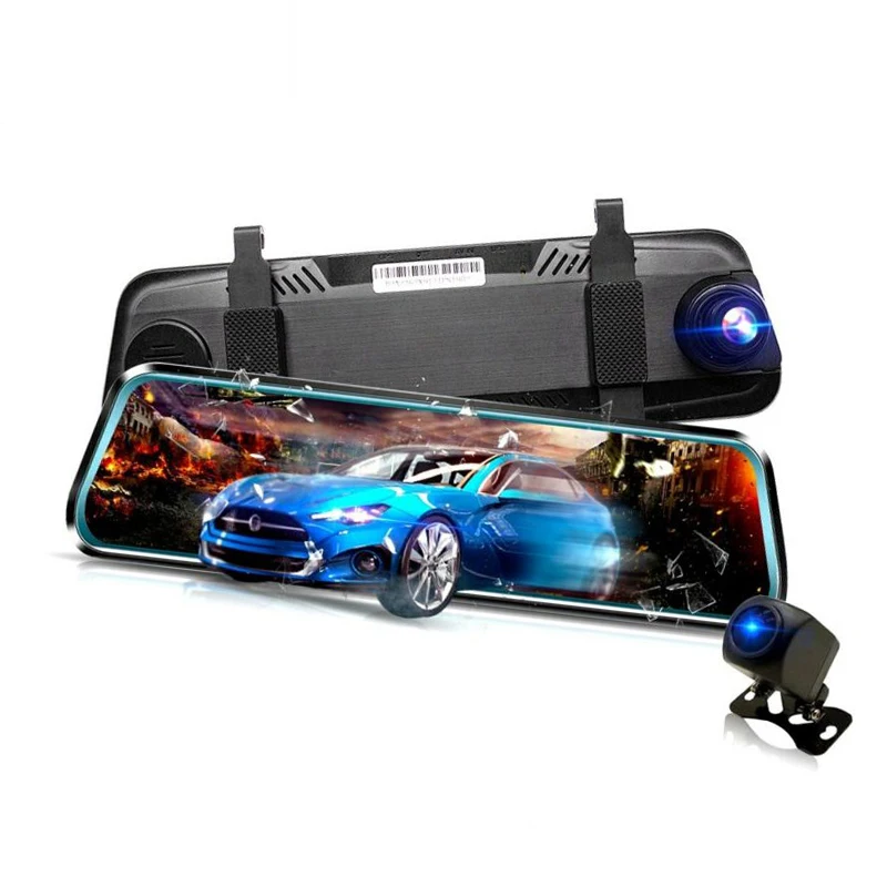 10 Inch HD 1080P Car DVR Dual Lens Camera Rearview Mirror Dash Cam Auto Recorder Rear View Camera