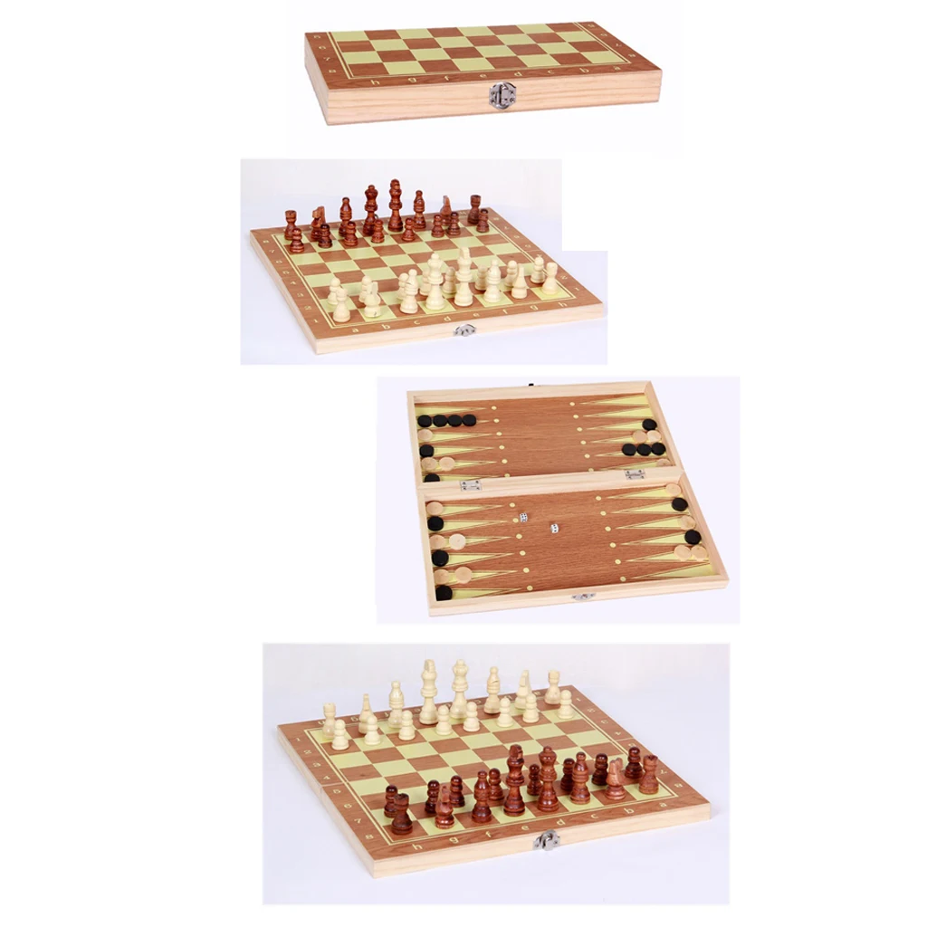 Складные деревянные шахматы набор путешествия ручной работы доска нарды 34x34 см