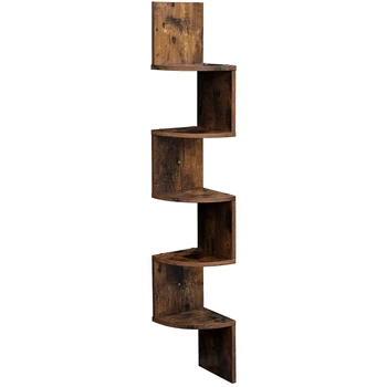 

new Wood Industrial Corner 5 tiers Wall Shelf Zig Zag Wooden Shelves Wooden Mount Rack Home Furniture