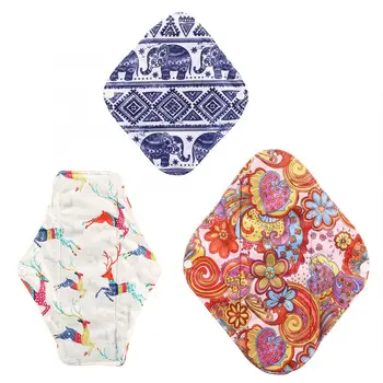 

3pcs Reusable Charcoal Bamboo Cloth Menstrual Pads Washable Sanitary Napkins S + M + L Women