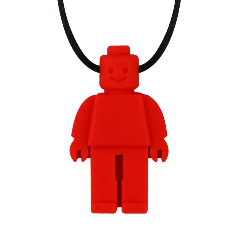 Red Сенсорная Жевательная фигурка игрушка силиконовый Прорезыватель робот Жевательная Подвеска для детей - Цвет: Red