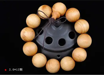 

LETSFUN Fine Jewelry 20MM Men's Nice Fashion Smooth Round Natural cedar Wood Beads Bracelet Free Shipping