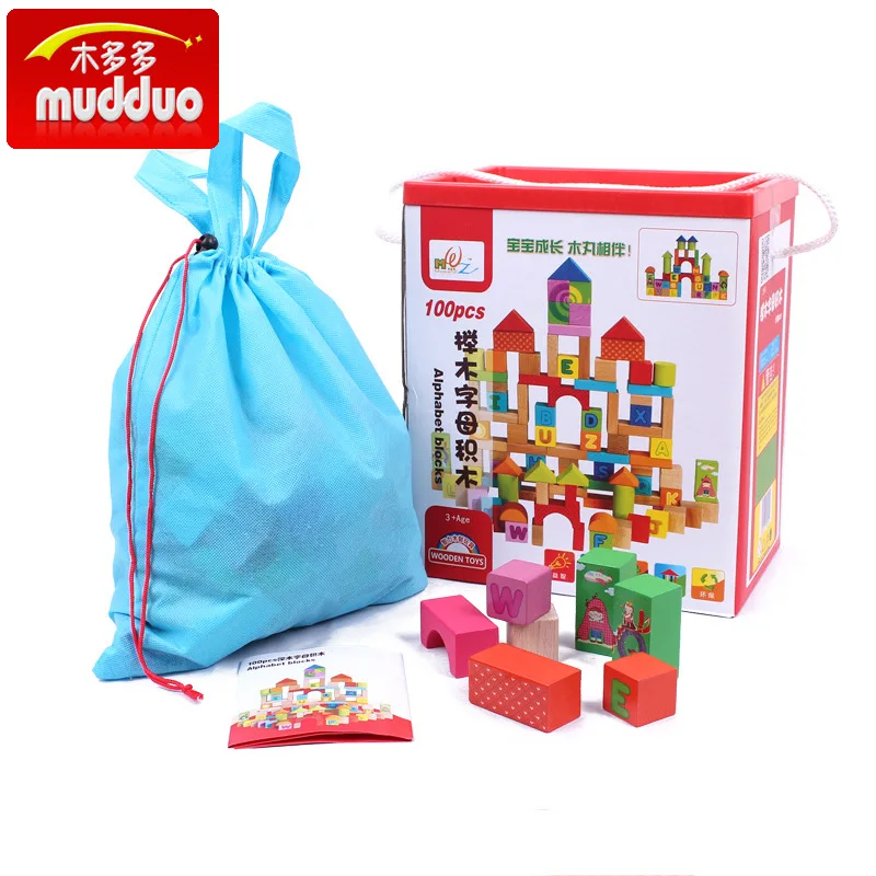 

100 Tablets Building Blocks Lettered Building Blocks Barrel Large Pieces Building Blocks Make Qualitative Educational Toy