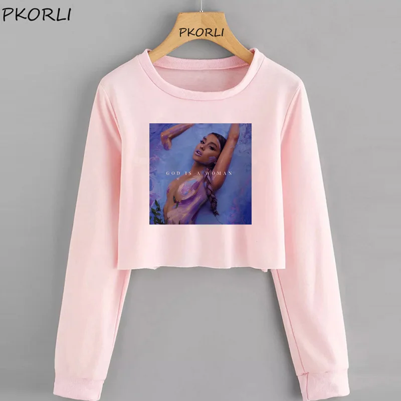 6 Ариана Гранде кроп повседневные худи и свитшоты подсластитель Crewneck Толстовка Осень 7 колец Женская Толстовка Harajuku Толстовка - Цвет: 6