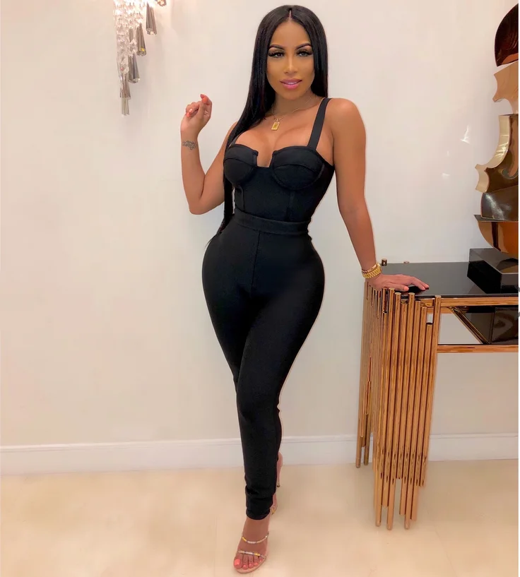 black bandage jumpsuit