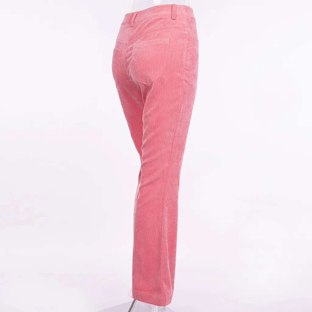 Стильные вельветовые брюки-клеш, женские длинные брюки с высокой талией, широкие брюки, Осенние узкие брюки, женские сексуальные брюки с высокой талией
