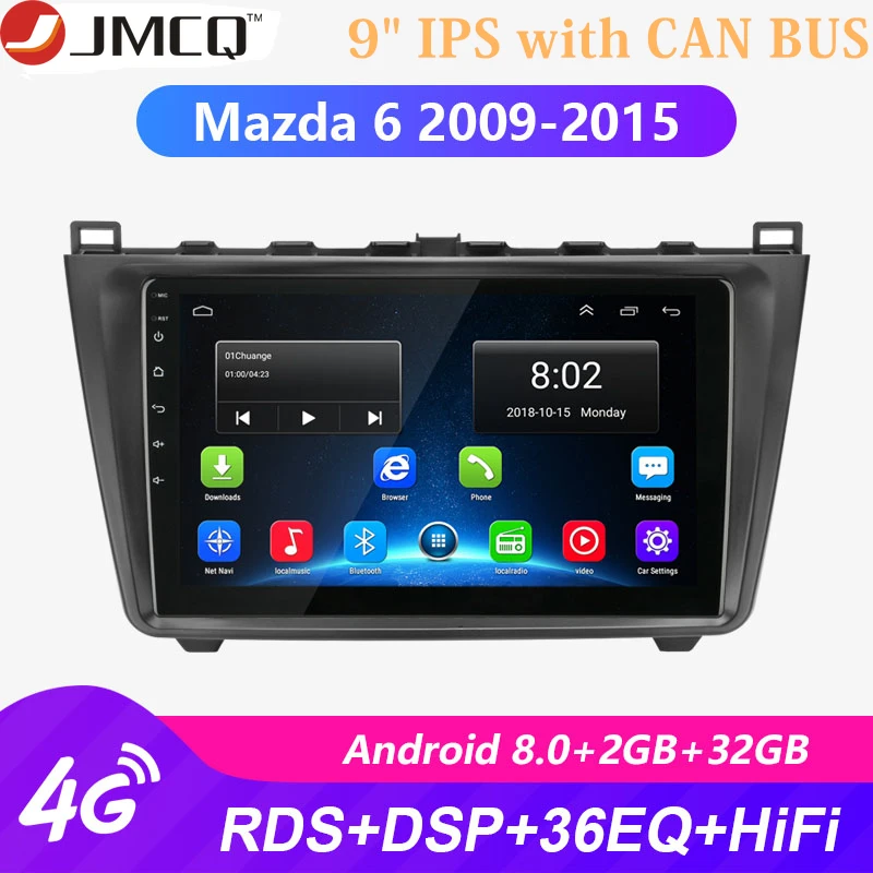 

Android 8.1 2DIN 2G+32G Car Head Unit Radio Audio Multimedia Player For Mazda 6 Rui wing 2009-2015 Navigation GPS + CAN BUS