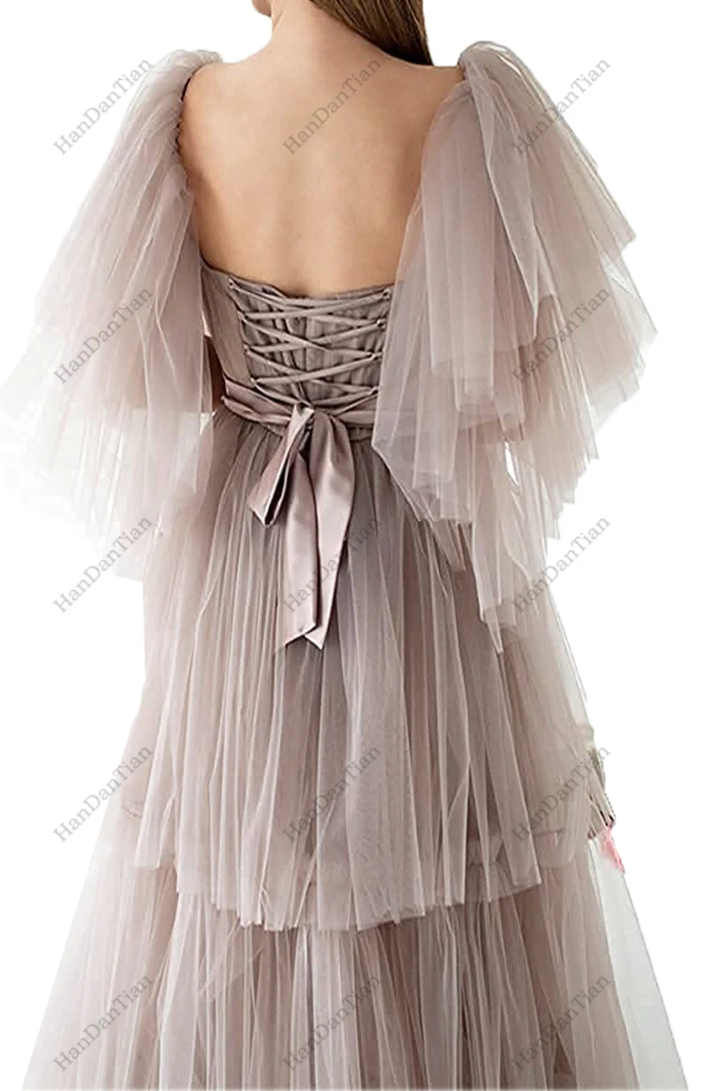 2021 Women's Long Layered Slit Back Lace Tie Maternity Photography Mesh Bathrobe