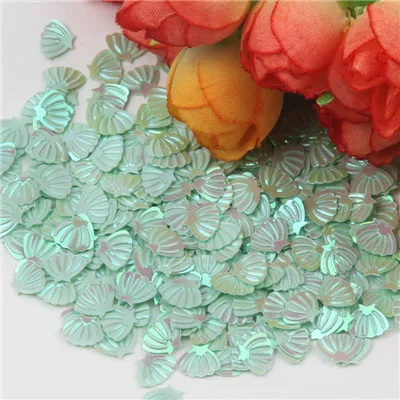 lt blue green В форме ракушки блестки 7 мм ПВХ пайетки красочные прозрачные Палетка с блеском дизайн ногтей блесток для украшения рукоделия 20 г - Цвет: lt blue green