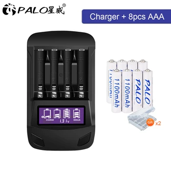 

4-24pcs 1.2v ni-mh aaa 3a rechargeable battery and usb lcd display smart charger for 1.2v aa aaa batteries