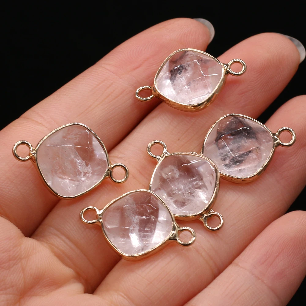 

2pc Natural Stone Pendants Square Shape Faceted Crystal Connectors for Fashion Jewelry Making DIY Necklaces Bracelet Gifts
